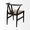 Rear view highlighting the Y-back design and the seamless construction of the solid black wooden frame