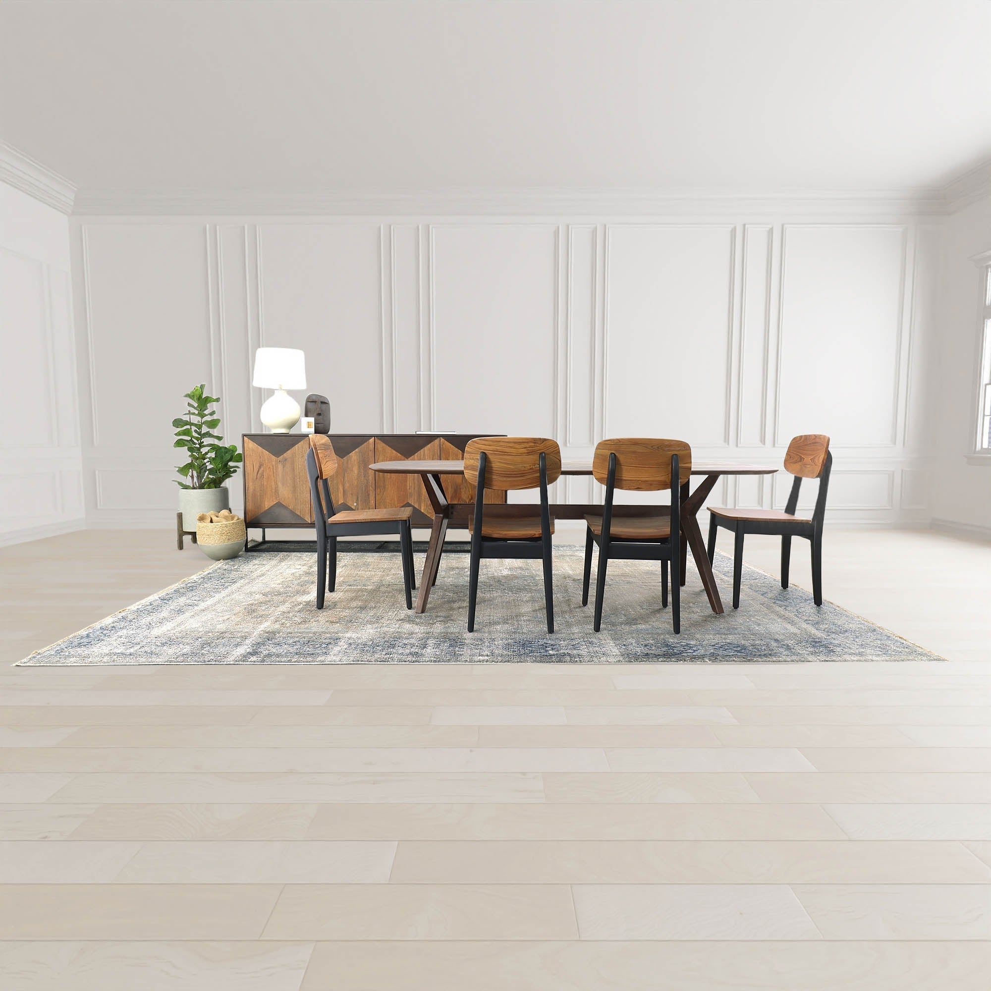 Straight-on front view highlighting the symmetrical geometric diamond pattern and the seamless integration of the cabinet doors