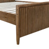 Close-up perspective of the corner joinery showcasing the consistent vertical slat motif throughout the frame