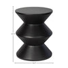 Product view highlighting the 14.2 inch diameter and 17.7 inch height dimensions of the sculptural black concrete side table