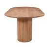 High-angle perspective view emphasizing the soft rounded edges and clean minimalist silhouette of the 84 inch table