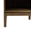 Low-angle detail shot highlighting the stable foundation and the rich finish of the solid wood support legs