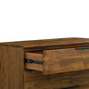 Close-up perspective of an open drawer highlighting the durable black metal glides and high-quality internal wood build