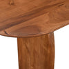 Close-up shot highlighting the seamless integration and high-quality joinery where the curved leg meets the tabletop