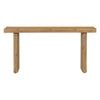 Front view of the Monterey console table in a rustic blonde finish featuring a thick solid wood tabletop and heavy block-style legs