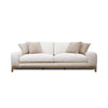 Front view of Mylo 4-seater cream sofa with wood base
