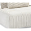 Macro detail of the high-quality upholstery seams and soft ribbed fabric on the Nami modular sofa