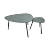 Staggered view of the Naples nesting set demonstrating how the two tables can be separated to expand surface area
