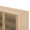 Detailed view of the sideboard top highlighting the organic wood grain pattern and seamless edge construction