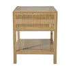Rear view of the nightstand highlighting the clean wood grain finish and structural integrity of the back panel