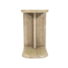 Close-up front view focusing on the vertical support structure and the warm tones of the light oak wood
