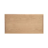 High-angle shot highlighting the smooth natural wood grain of the sideboard top and flush-mount corner construction