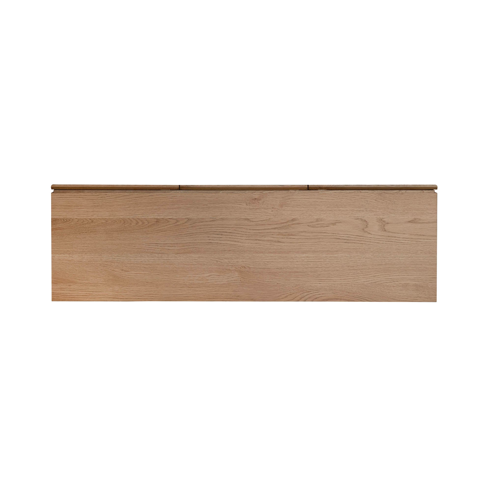 Straight-on front view of the Cane sideboard featuring a light natural oak frame and three woven rattan door panels