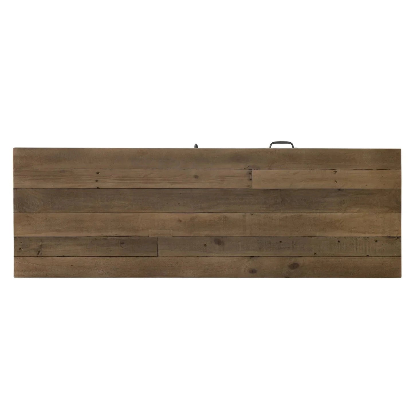 Bird's-eye view of the natural wood tabletop highlighting organic grain patterns and rustic weathered textures