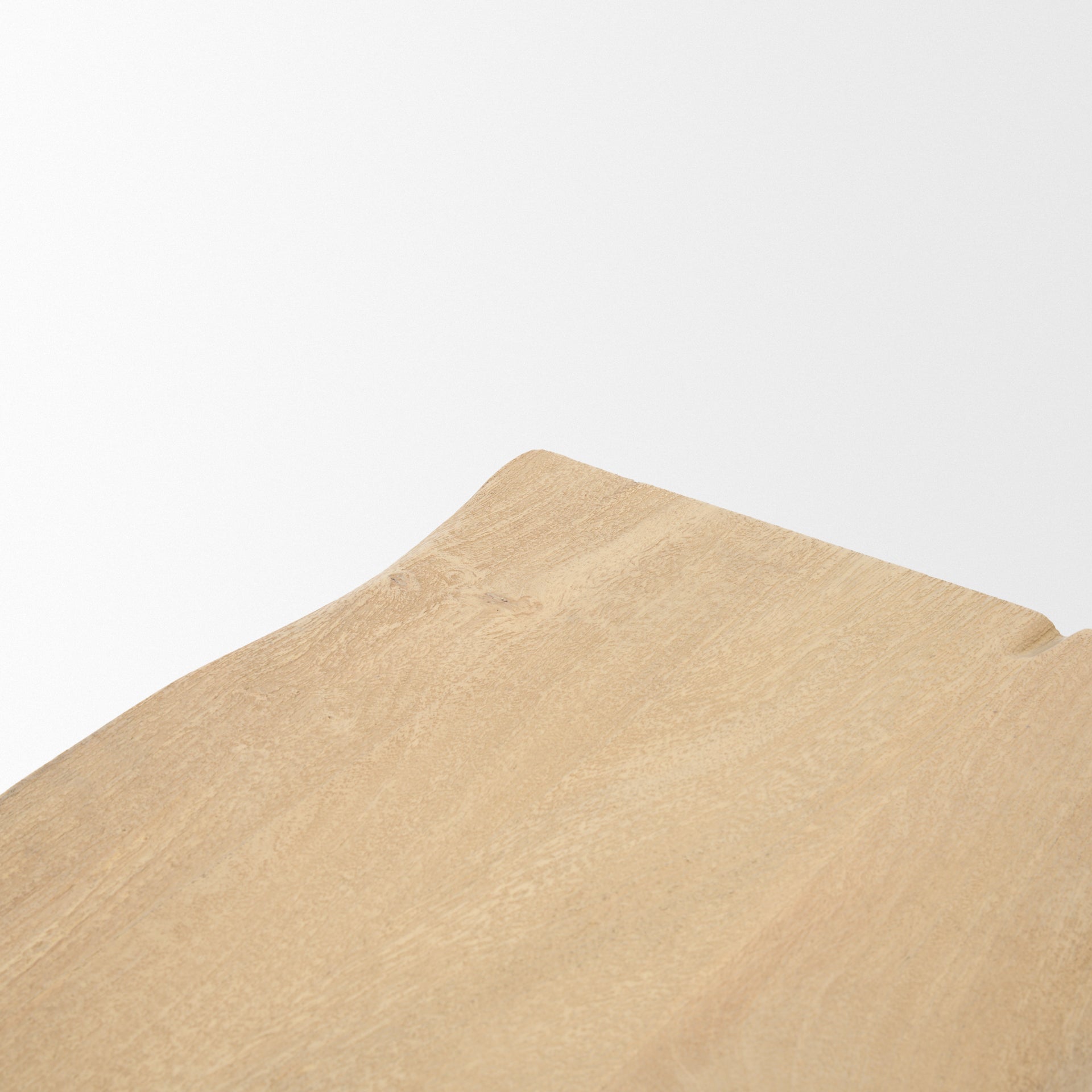 Front view of the Sekou console table in light brown natural wood featuring a minimalist craftsman design and organic tapered legs