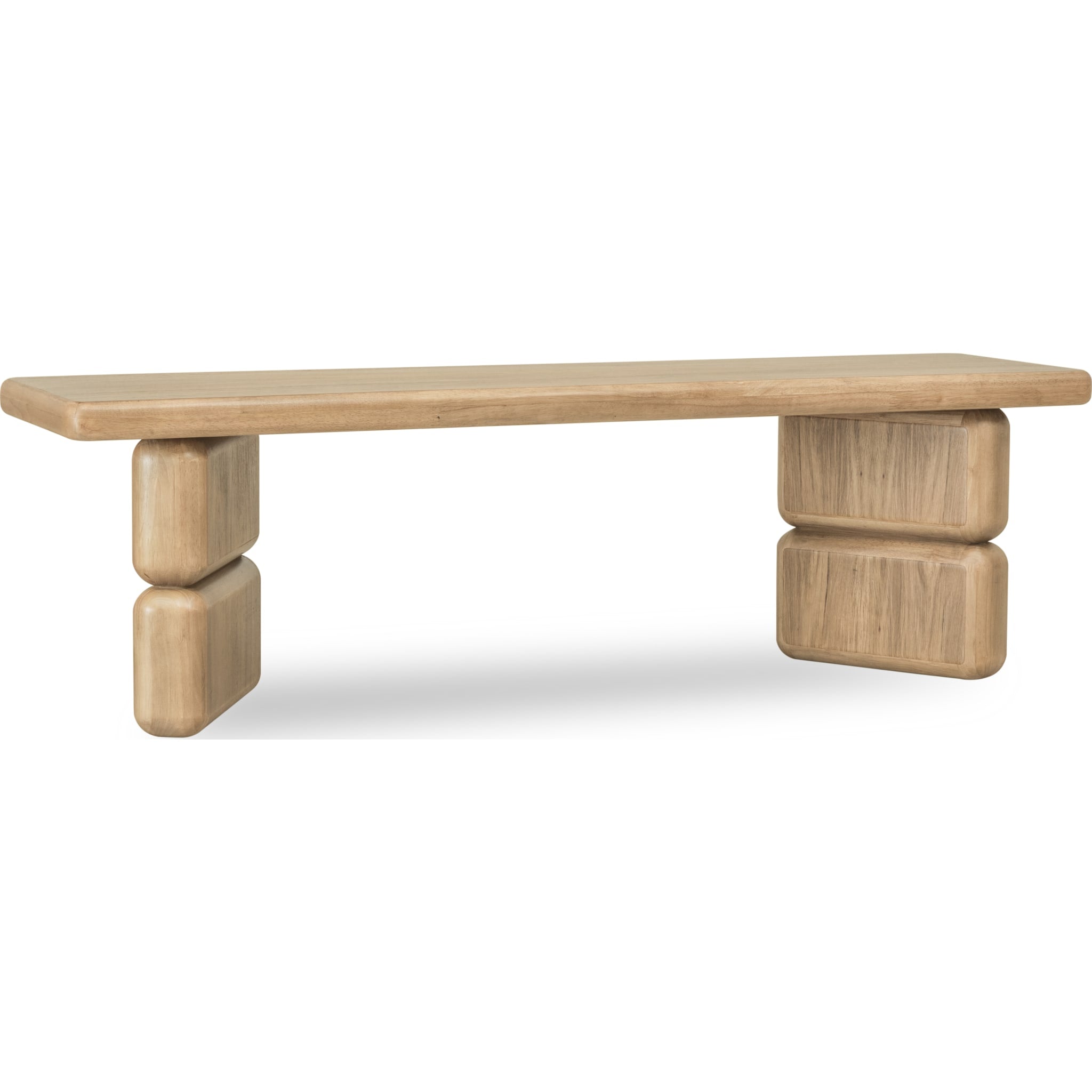 High-angled view demonstrating the sturdy construction and clean minimalist lines of the acacia wood frame