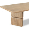 Detailed shot of the sturdy double pedestal base showcasing the natural wood texture and Lioness finish