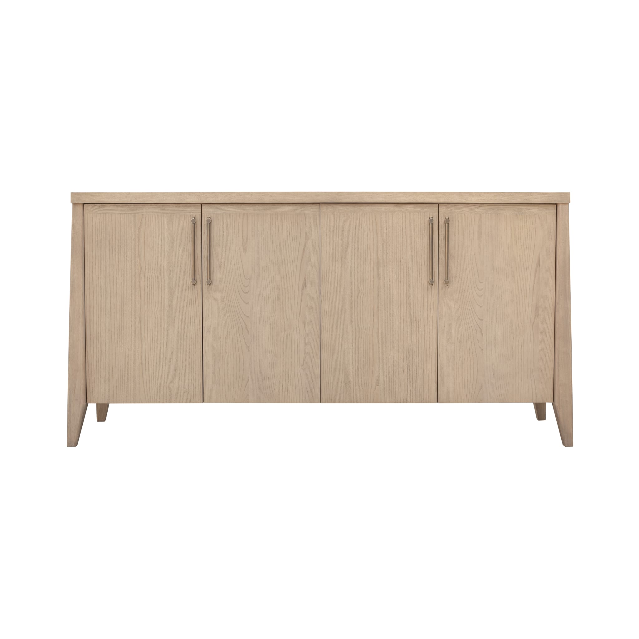 Nettie four door ash wood sideboard in ginger finish with slim vertical handles