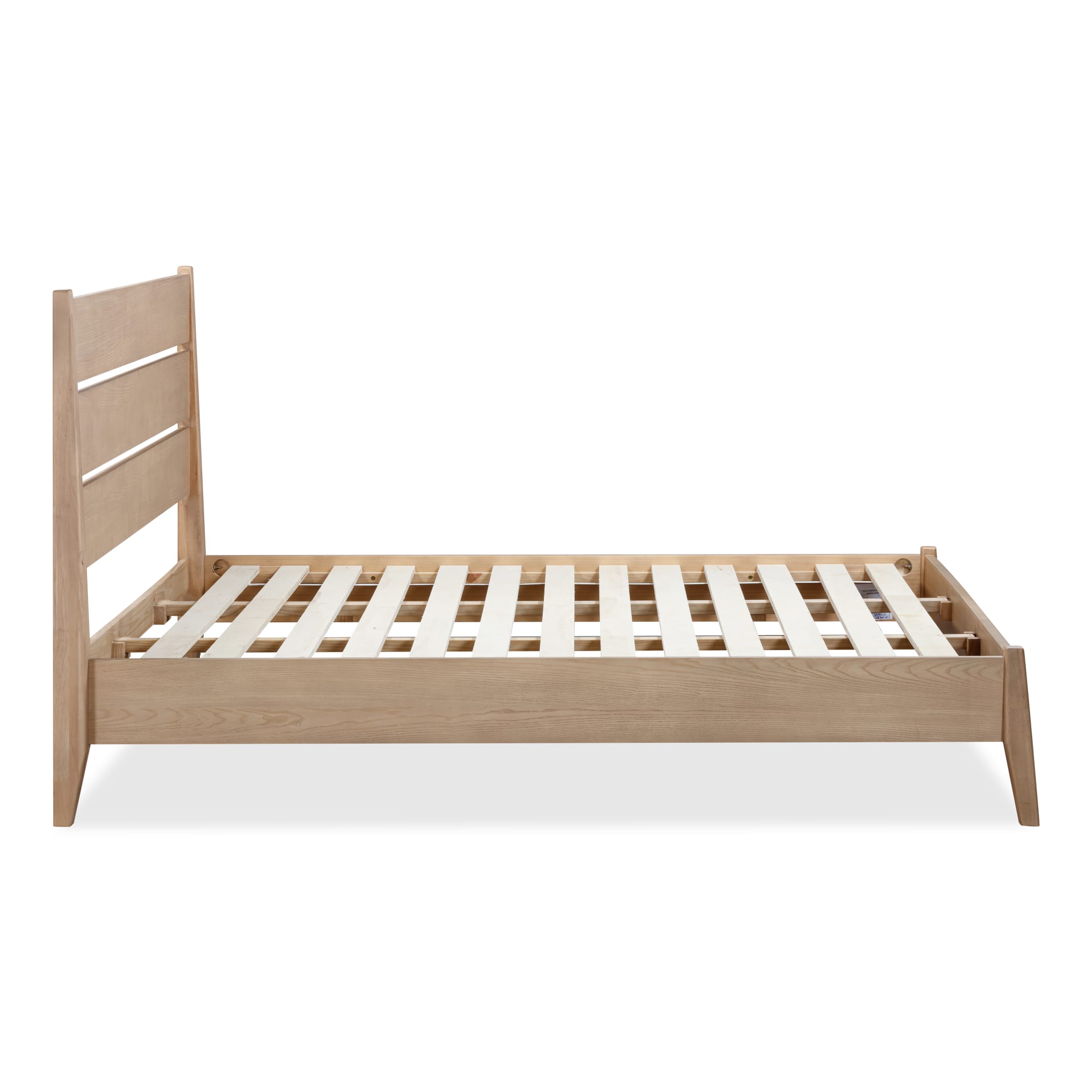 Side view silhouette highlighting the low-profile design and mid-century modern inspired tapered wood legs