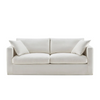 Niels sofa front view in light fabric with modern sleek design and plush cushions