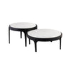Product view showcasing the Nila coffee table paired with a matching taller side table to create a modern nesting arrangement