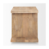 Profile view showcasing the solid slab support legs and the clean lines of the square tabletop and base shelf