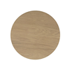 Direct overhead view showcasing the organic wood grain patterns and smooth circular surface of the natural oak accent table