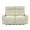 Front view of the Norr Power Recliner Loveseat in cream upholstery featuring horizontal channel tufting on the backrest