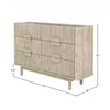 Technical diagram indicating a 31.5-inch height and 55-inch width for the bleached oak double dresser