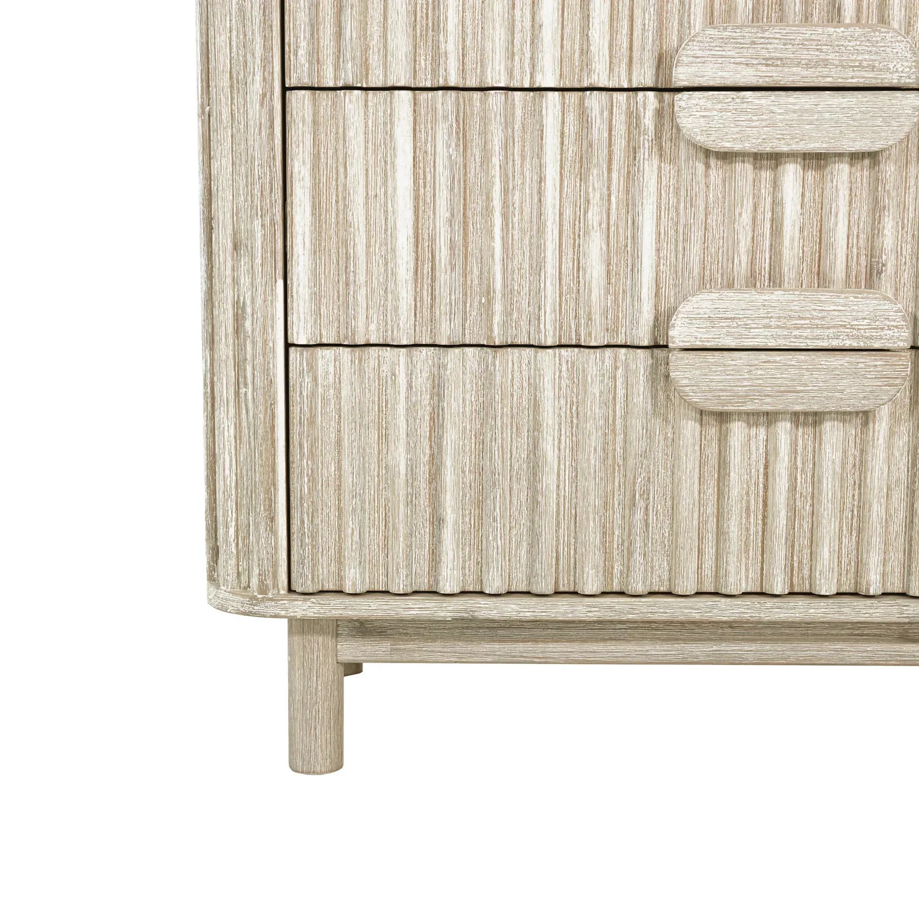 Front view of the Oasis 4-drawer vertical chest featuring a rich walnut wood finish and a striking black faux marble top surface