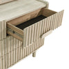 Interior detail shot of an open drawer highlighting the protective black felt lining and smooth metal side glides