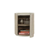Close-up shot focusing on the interior storage space and the seamless integration of the hidden curved door