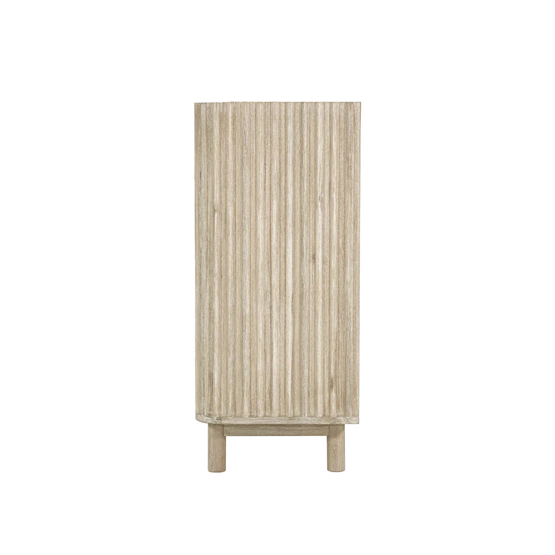 Front view of the Oasis 4-drawer vertical chest featuring a rich walnut wood finish and a striking black faux marble top surface