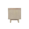 Rear view of the nightstand highlighting the clean natural wood finish and high-quality structural assembly