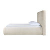Oceana King Bed with beige upholstered frame and tall padded headboard in a modern minimalist design