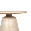 Close-up macro shot focusing on the smooth beveled edge and the refined matte finish of the stone tabletop