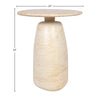 Product view highlighting the 22 inch diameter and 24 inch height dimensions of the architectural stone side table