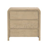 Front view of the Opera 3-drawer small chest in a light natural wood finish featuring rounded corner edges and a minimalist handle-free design