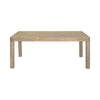 Front view of the Opera extension dining table in a light wood finish featuring thick cylindrical ribbed legs