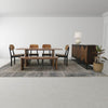 Lifestyle shot showcasing the sideboard in a modern dining setting highlighting its capacity as a statement storage piece