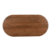 Full overhead bird's-eye view of the oval tabletop highlighting the continuous natural walnut wood grain patterns
