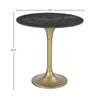 Product shot of the Pandora bistro table with dimensional markers for height and tabletop diameter