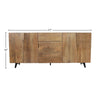 Technical line drawing providing the 69-inch width and 15-inch depth measurements for the mango wood sideboard