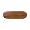 Bird's-eye view focusing on the elongated oval pill-shaped tabletop showcasing rich organic wood grain