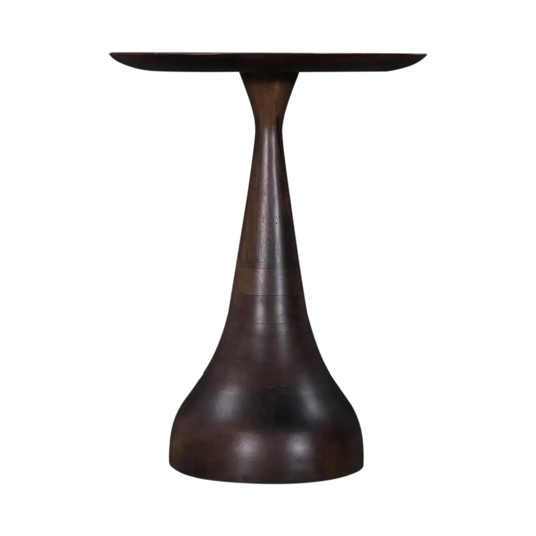 Three-quarter view of the Polina side table featuring a circular white marble top and a sculptural bronze-finished circular pedestal base