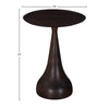Side profile view emphasizing the slim width of the bronze pedestal and the clean waterfall edge of the white marble top