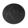 Top-down view showcasing the polished black marble surface and its unique natural white veining patterns