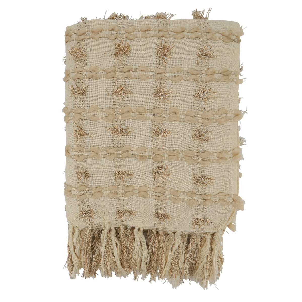 Fringe Striped Cotton Throw - Natural-thumbmail-1
