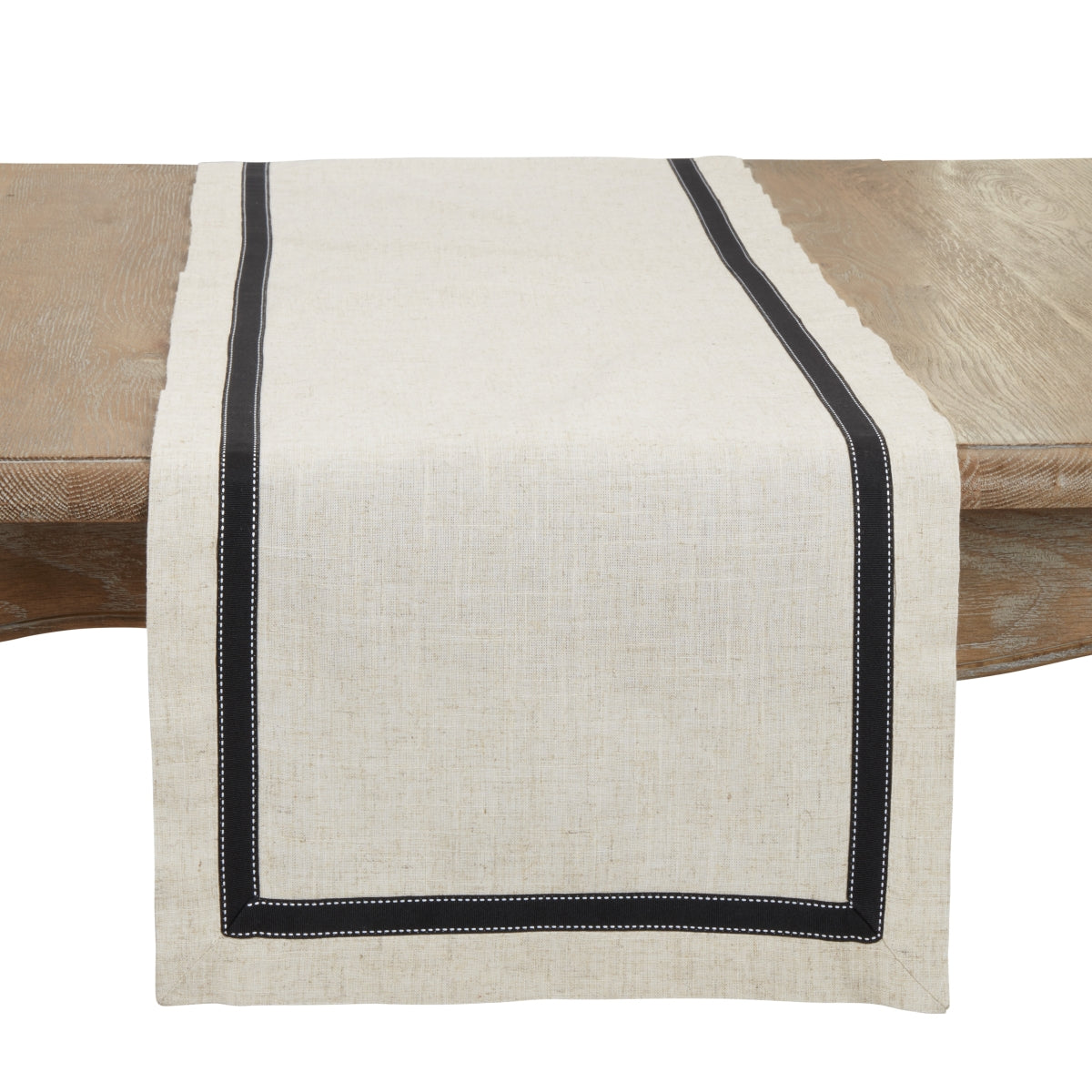 Grosgrain Accent Table Runner - Black 16" x 120"-thumbmail-1