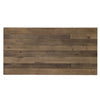 Overhead shot showcasing the multi-tonal wood planks and natural grain of the rectangular tabletop